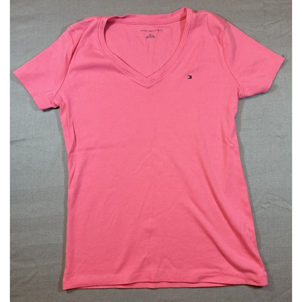 Tommy Hilfiger T-Shirt Womens SP  Pink Short Sleeve Stretch Fitted